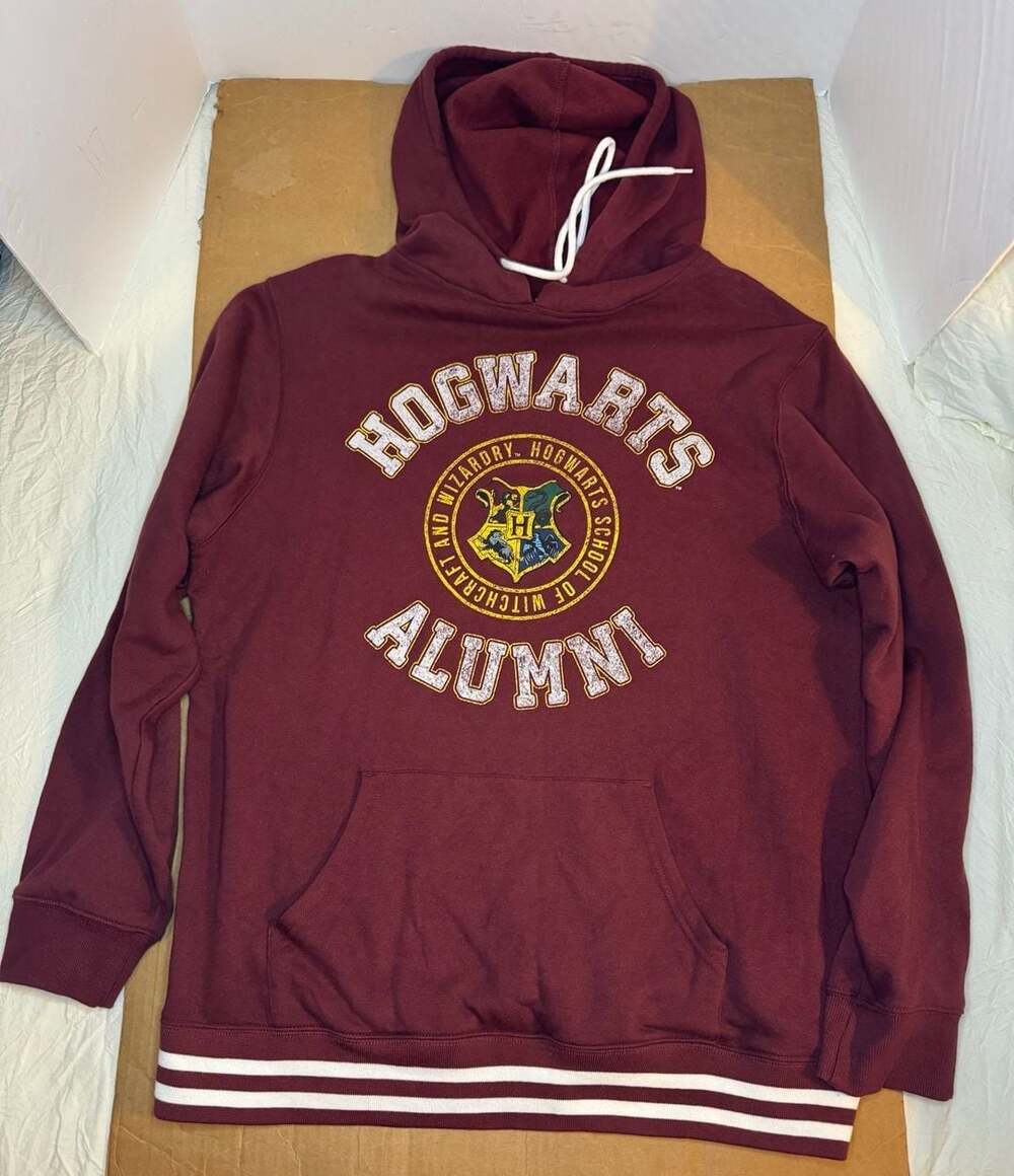 Harry Potter Hogwarts Alumni Maroon Hoodie Sweatshirt Size XL
